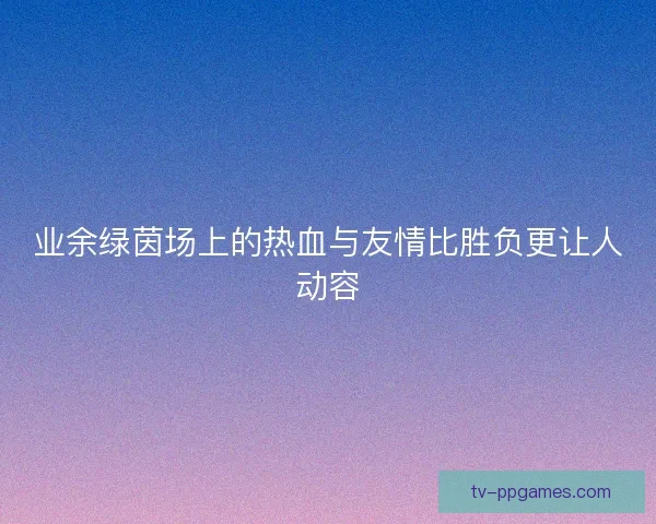 业余绿茵场上的热血与友情比胜负更让人动容
